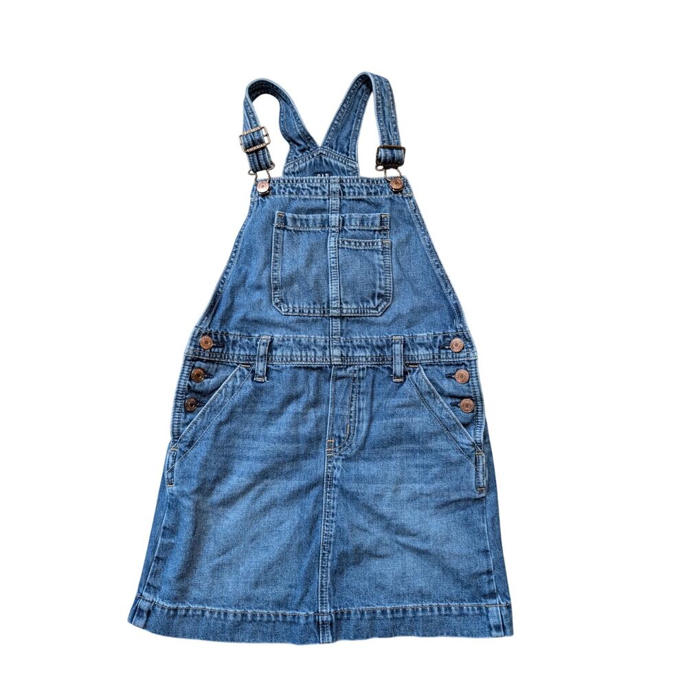 GAP Kids Denim Overall Skirt Size 8 Blue Jeans Adjustable Shoulder Straps